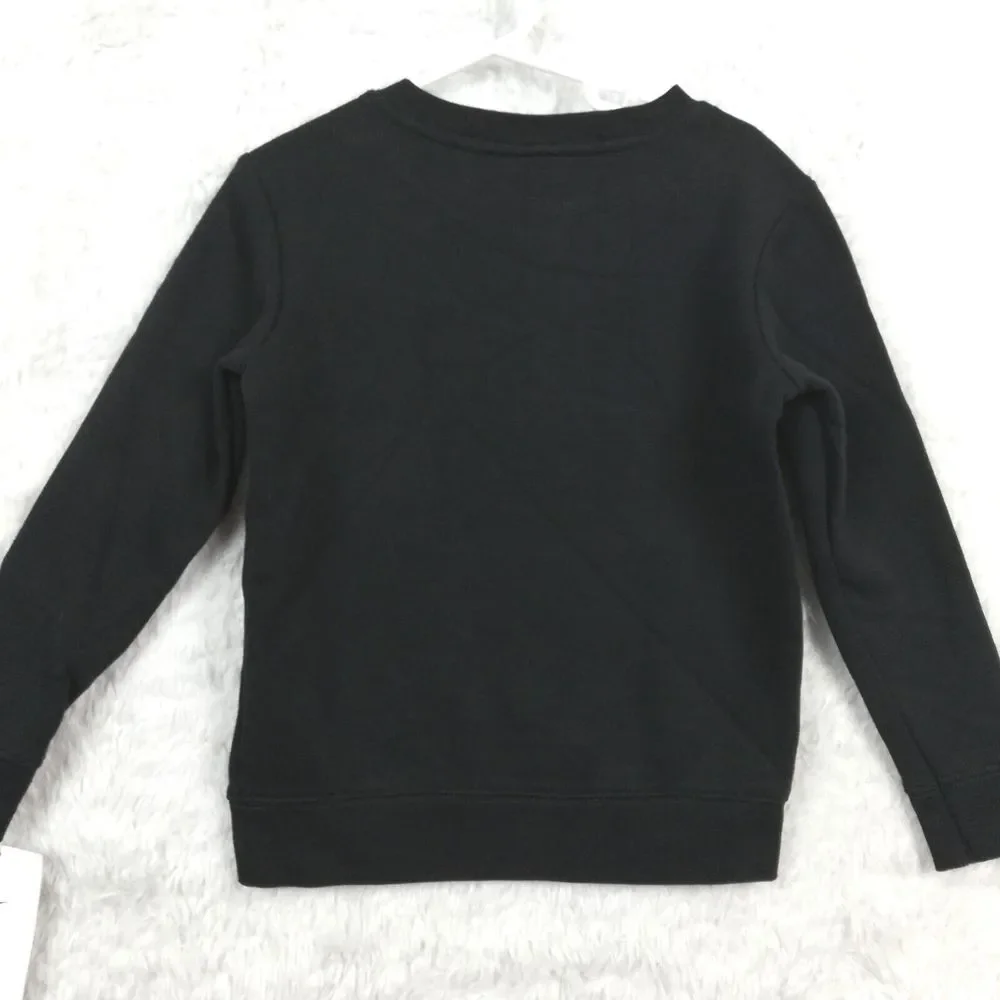 Nike Boys Sweatshirt Swoosh Big Logo Black‎ Crew Neck Screenprint 4 New